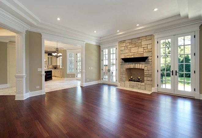 elegant dark hardwood floors in dining area